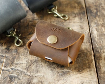 Personalized Cute Airpod Pro case, Leather Airpod Pro Case Cover, Airpod Pro Case Keychain, Genuine Full Grain distressed Leather - APD001