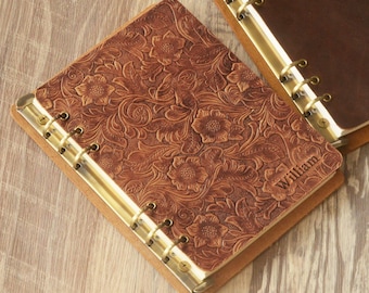 Leather Binder 6-Ring,Leather 6 rings Binder, Leather Binder Cover, Leather Notebook Cover,Leather Folder,Letter  binder Organizer - 714