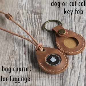 Personalized Leather luggage tag, AirTag Holder, AirTag Case, AirTag Holder Keychain, fathers day gift, Christmas Gift YS006