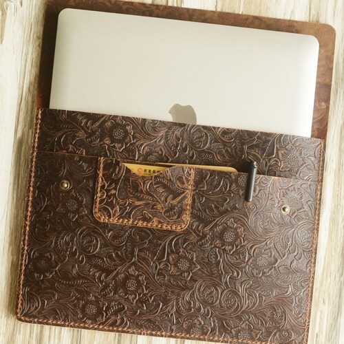 Tooled Leather Macbook Air 13 Case Macbook Pro 16 Sleeve Etsy