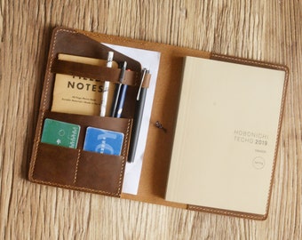 Personalized Hobonichi A5 / A6 Cousin Cover Hobonichi techo Planner cover  - Distressed Leather - 312H-A5/6
