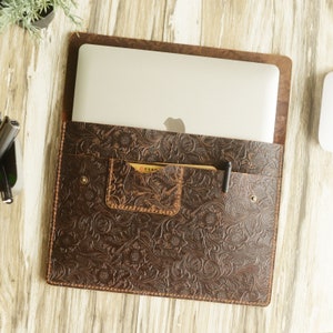 Handmade Leather Case for MacBook Pro 14 / 16 / air 13&quot; / air 15&quot;, MacBook air Sleeve, Laptop Case for MacBook Air 13 m2 / m3 / m4
