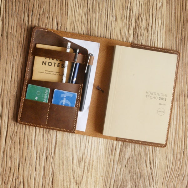 Personalized Hobonichi A5 / A6 Cousin Cover Hobonichi techo Planner cover  - Distressed Leather - 312H-A5/6