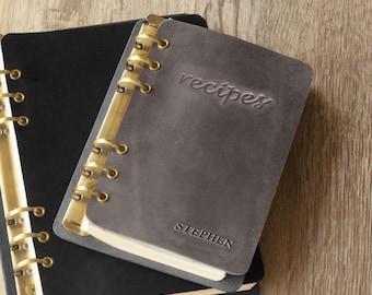 Recipe Book To Write In Your Own Recipes, Blank Recipe Journal with Leather Cover, Recipe Ring Binder with 160 pages