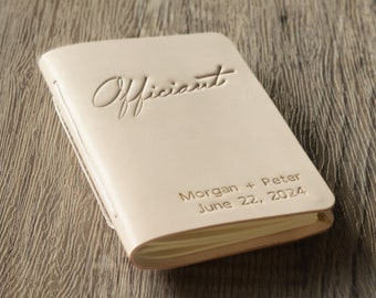 Officiant Personalized book leather, custom Officiant Booklet 3"x5" and 5"x7" available