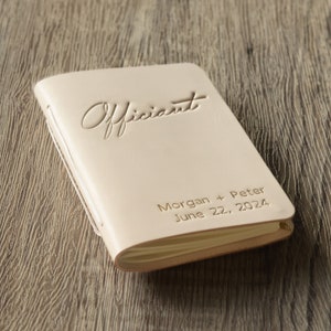 Officiant Personalized book leather, custom Officiant Booklet 3&quot;x5&quot; and 5&quot;x7&quot; available