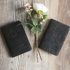 His Vows or Her Vows Stamped with Name and/or Date, Personalized Leather Wedding Vow Book
