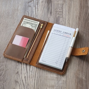 serverboek Organizer voor serveerster met ritsvak, restaurantgastcheque Presentatoren kaarthouder voor ober, barman