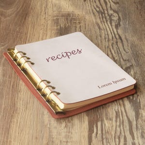 Livre de recettes pour rédiger vos propres recettes, journal de recettes vierge avec couverture en cuir, reliure à anneaux de recettes de 160 pages
