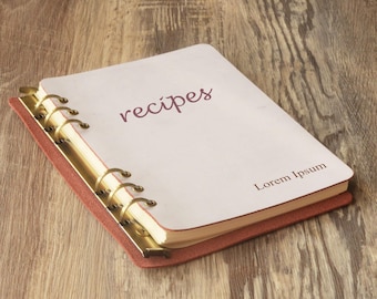 Recipe Book To Write In Your Own Recipes, Blank Recipe Journal with Leather Cover, Recipe Ring Binder with 160 pages