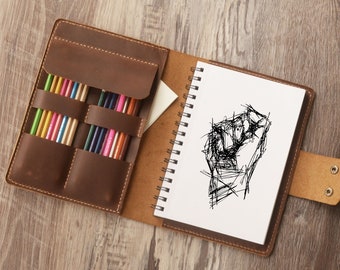 Personalized Leather Sketchbook Cover A5 5.5"x8.5, artist gifts, sketch notebook, sketch journal