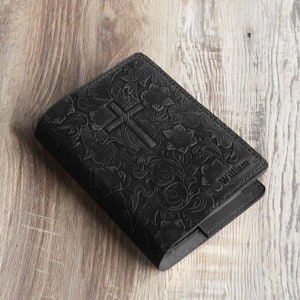 Embossing tooled leather cover case for holy bible KJV , Custom christian gifts for women for mother- Elders gifts, 307J