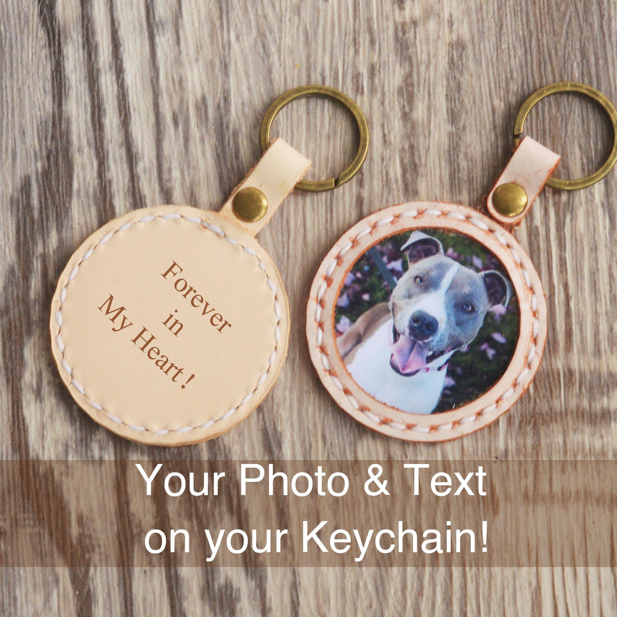 Personalized Leather Photo Keychain Custom Photo Keyring Etsy