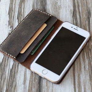 Personalisierte iPhone 15 / 15 Pro Max / 15 Plus / 15 Pro / 13 / 12 / 11 / XR /XS Max Hülle, braunes Leder