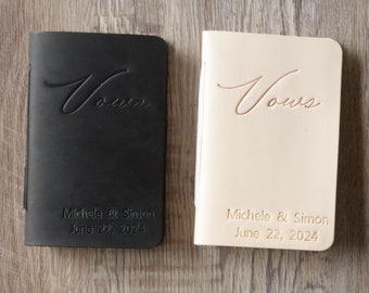 Personalized Wedding Vow Books Set of 2, Leather Vow Book, Customized Wedding Vows keepsake. Personalized Gift for Bride and Groom