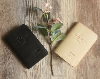 Sus votos o sus votos estampados con el nombre y / o la fecha, libro de votos matrimoniales de cuero personalizado