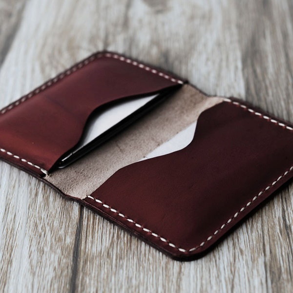 Personalized Leather  Business Card Holder 110/ Bussiness Card Case/  Card Wallet / Slim Wallet / Minimal Leather Wallet / Dark Brown