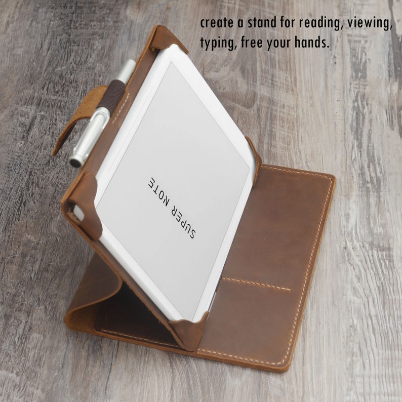 Personalized leather case for Supernote A5x, Supernote A6 X2, Supernote A6x folio with pen holder, fits LAMY Pen and standard Pen - K07 image 3