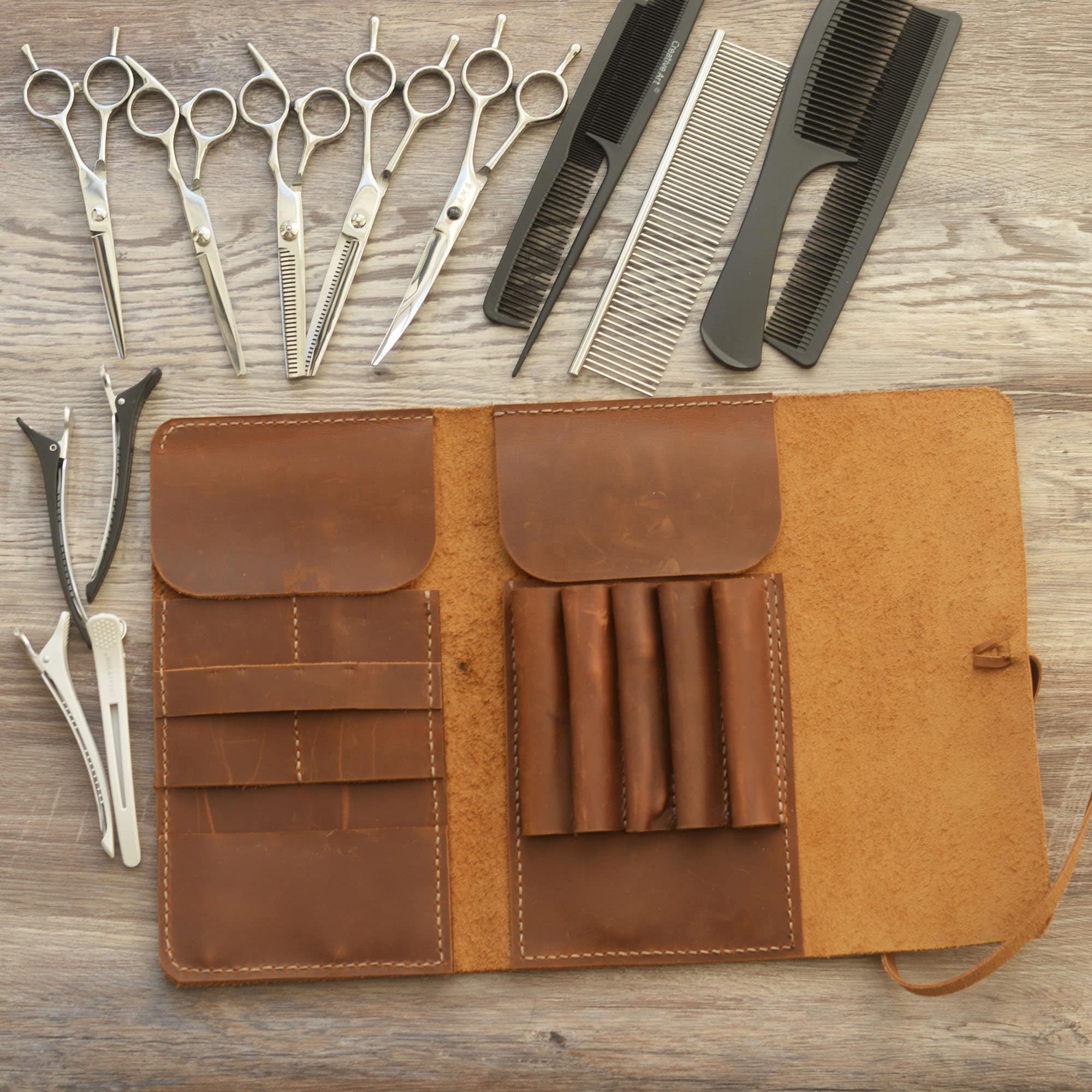 【STEAL!】カレンダー＆ピローケース Personalized Leather Hair Stylist Scissor Holder, Pouch Cases for