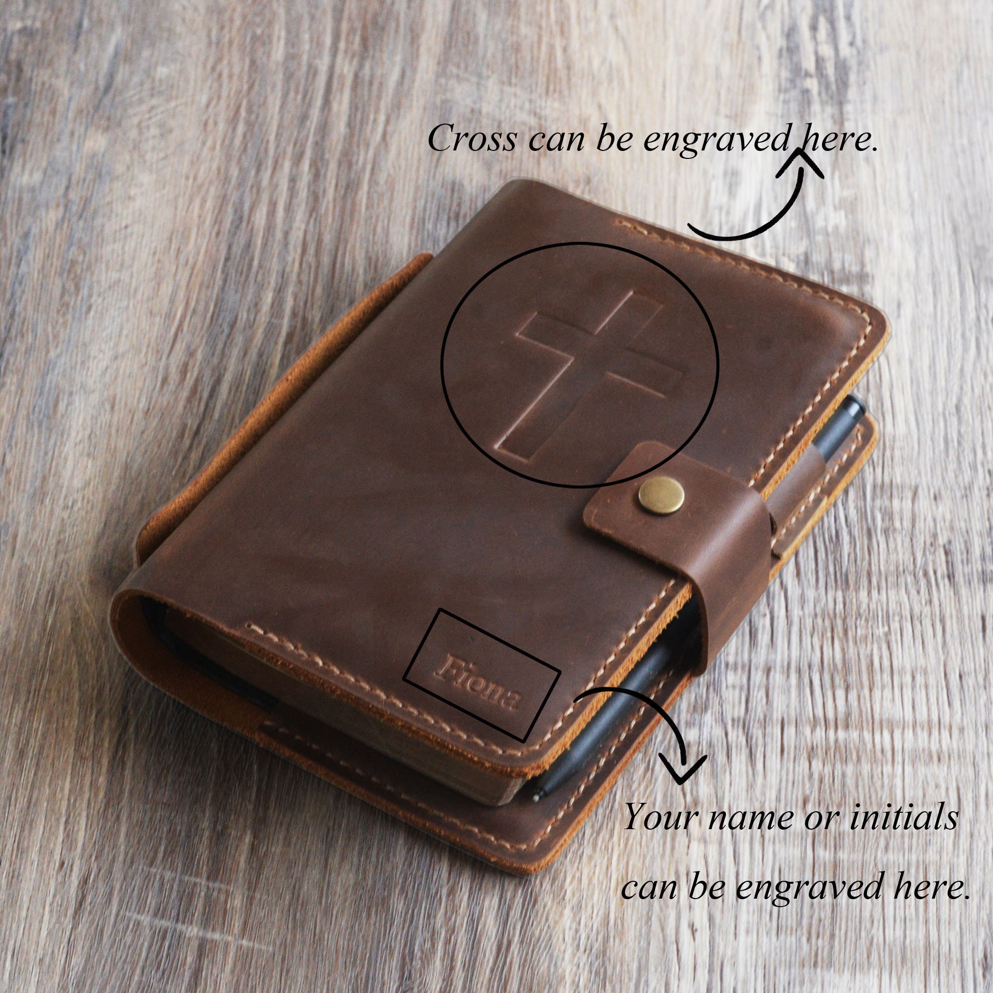 Personalized KJV Holy Bible cover with handle , Custom leather holy bible book case cover, Jw gift - Elders gifts, 307J+H