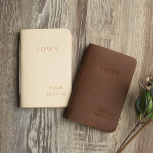 Personalized Leather Wedding Vow Book His Vows or Her Vows Stamped with Name and/or Date