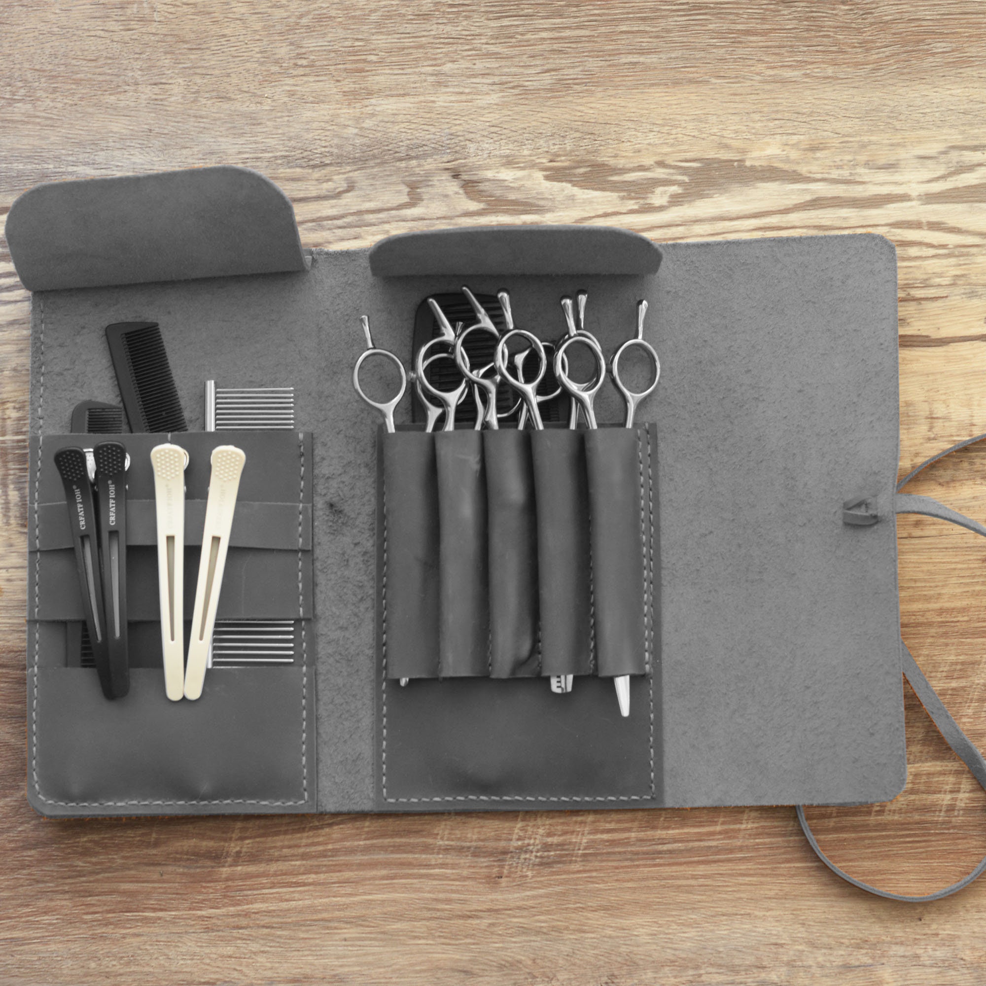 Personalized Leather Hair Stylist Scissor Holder, Pouch Cases for