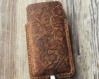 Personalized Leather iPhone sleeve case pouch holster, gift for him her, iPhone 17 Pro Max Plus iPhone 16e iPhone 16 iPhone 15 sleeve case