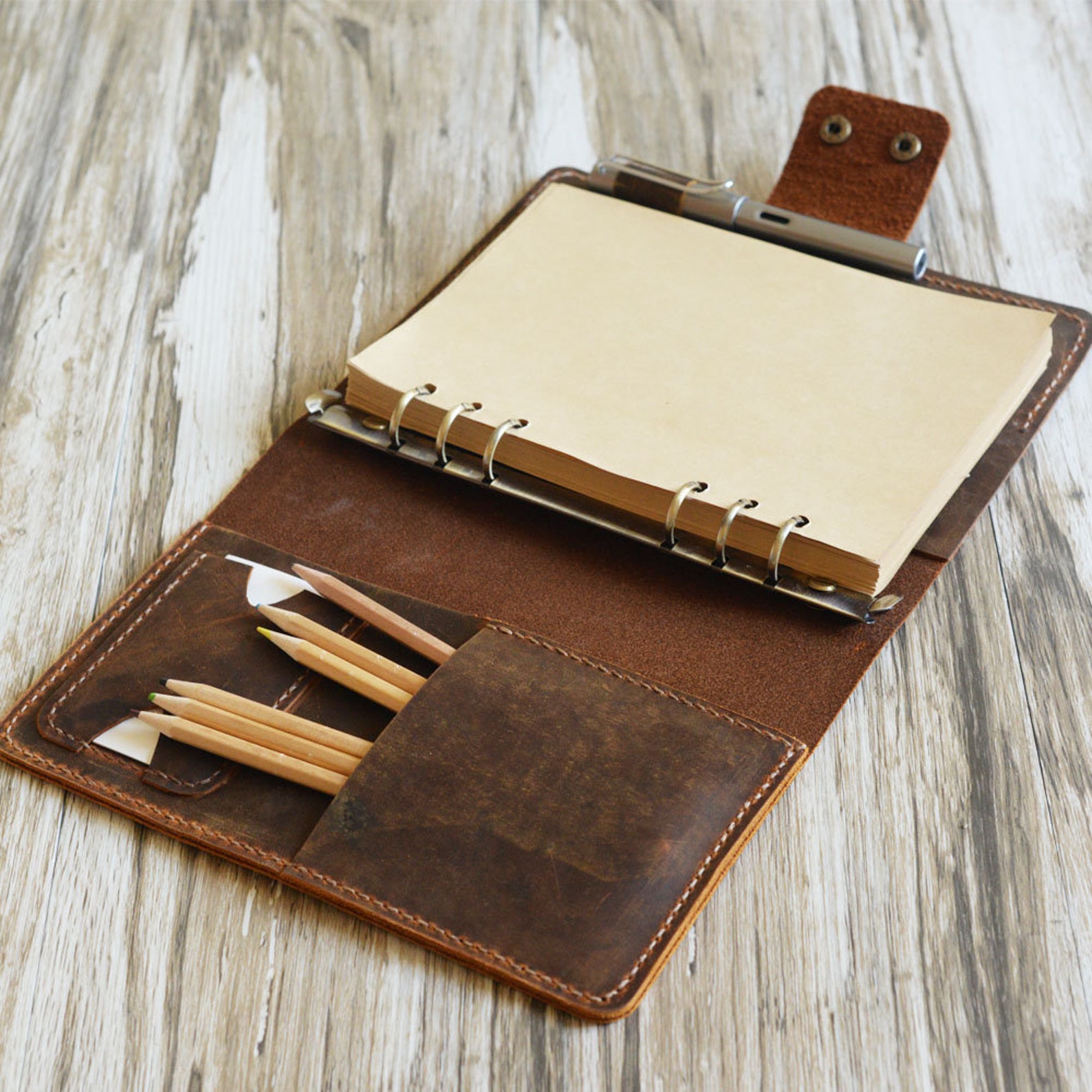 Personalized Size A5 Leather Refillable Planner Binder Etsy