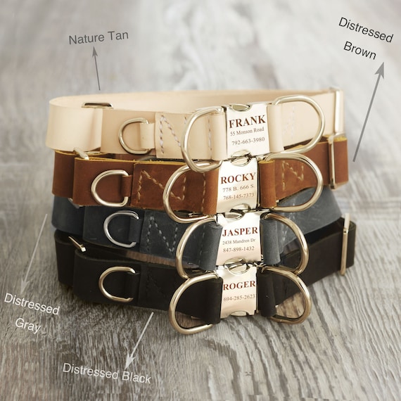 Leather Dog Collar, Personalized Dog Collar, Engraved Dog Collar, Custom dog collar, Personalised Dog Gift, Cat Collar