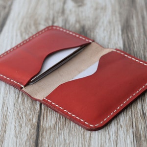 Personalisierte Leder Visitenkartenetui 110 / Bussiness Card Case / Card Wallet / Brieftasche Slim / Minimal Leder Geldbörse / rot