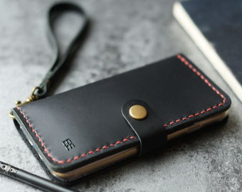 iPhone 14 Pro Max Case, Personalized  iPhone 14 / 14 Pro / 14 Plus Leather Wallet case - Black