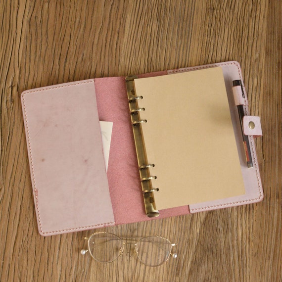 Personalized Size A5 Binder / Personal size 6 ring Leather Refillable Planner Binder, travelers Journal, sketchbook, Waxed veg Leather, 707