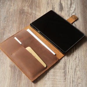 Personalized leather folio case for Samsung Galaxy Tab S9, S9 ultra, S8, S8 Plus with pen holder, Folio Stand Protective Tablet Cover image 1