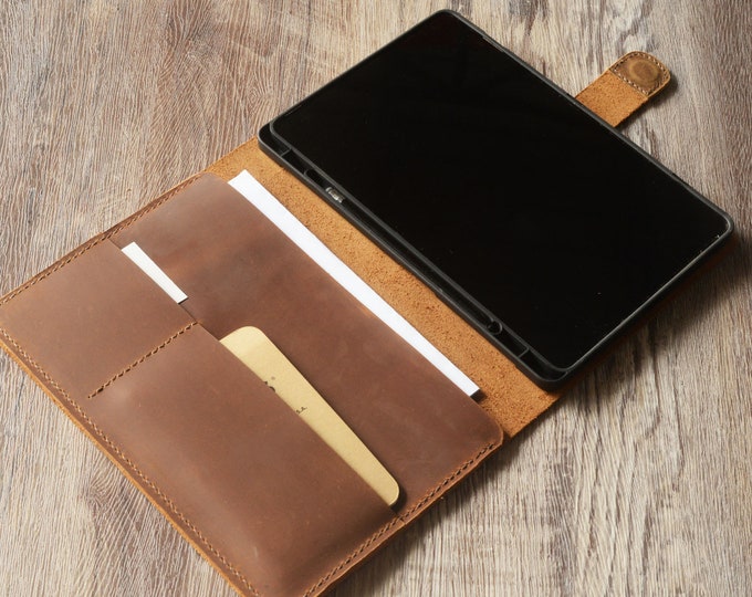Personalized leather folio case for Samsung Galaxy Tab S11, S10 plus, S9 ultra with pen holder, Folio Stand Protective Tablet Cover