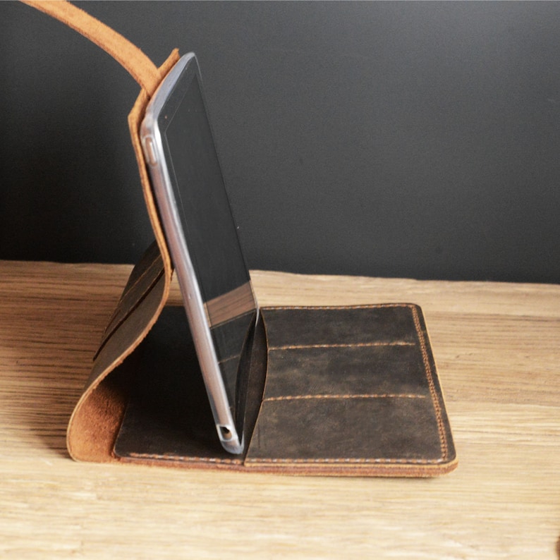 Personalized leather iPad mini 6 / mini 5 case / iPad 10.2 case / 10.5 / iPad 9.7 / pro 12.9 / Portfolio Case with apple pencil holder zdjęcie 7