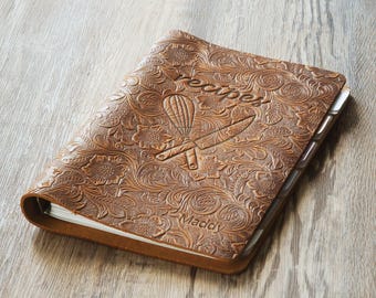 Personalized leather Recipe Book, A5 6 Ring Binder, Recipe Binder (with 160 Page) - 7002