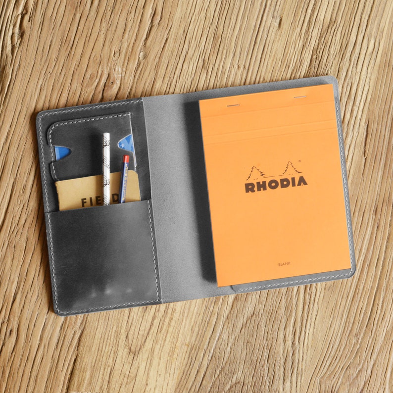 Portefeuille de couverture en cuir personnalisé pour PAD RHODIA No 16 A5 taille / 5.8x8.3/ 314R16 Gray