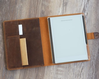 Personalized Leather Case for remarkable paper pro / Pro move / remarkable 2, Leather Cover with Premium Pen Holder,  eReader Cover 606-RM