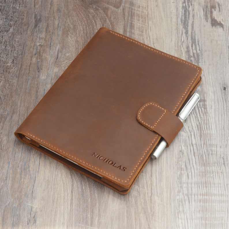 Personalized leather case for Supernote A5x, Supernote A6 X2, Supernote A6x folio with pen holder, fits LAMY Pen and standard Pen - K07 image 7