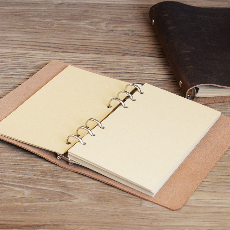 Personalized Simple A6 6ring binder notebook Leather Etsy