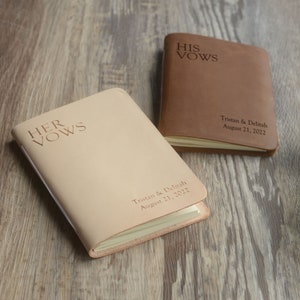 His Vows or Her Vows Stamped with Name and/or Date, Personalized Leather Wedding Vow Book 3004