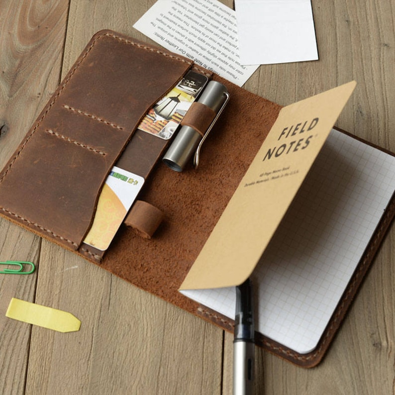 Leather Journal Cover for Moleskine Cahier Notebook Pocket Etsy UK