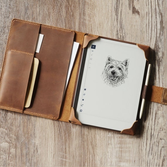 Tooled Flower Leather Remarkable 2 Case, Remarkable 2 Tablet Case, Remarkable 2 Cover, Remarkable 2 Folio With Pen Holder,RM001 Tan