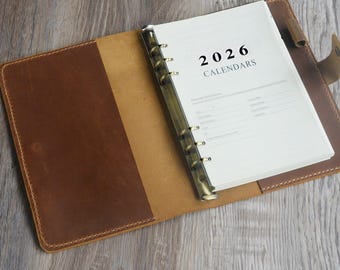 Refillable Personalized Leather Cover with 2027 Planner, 2027 calendar planner, Personalized Planner, Executive Personalized Gift