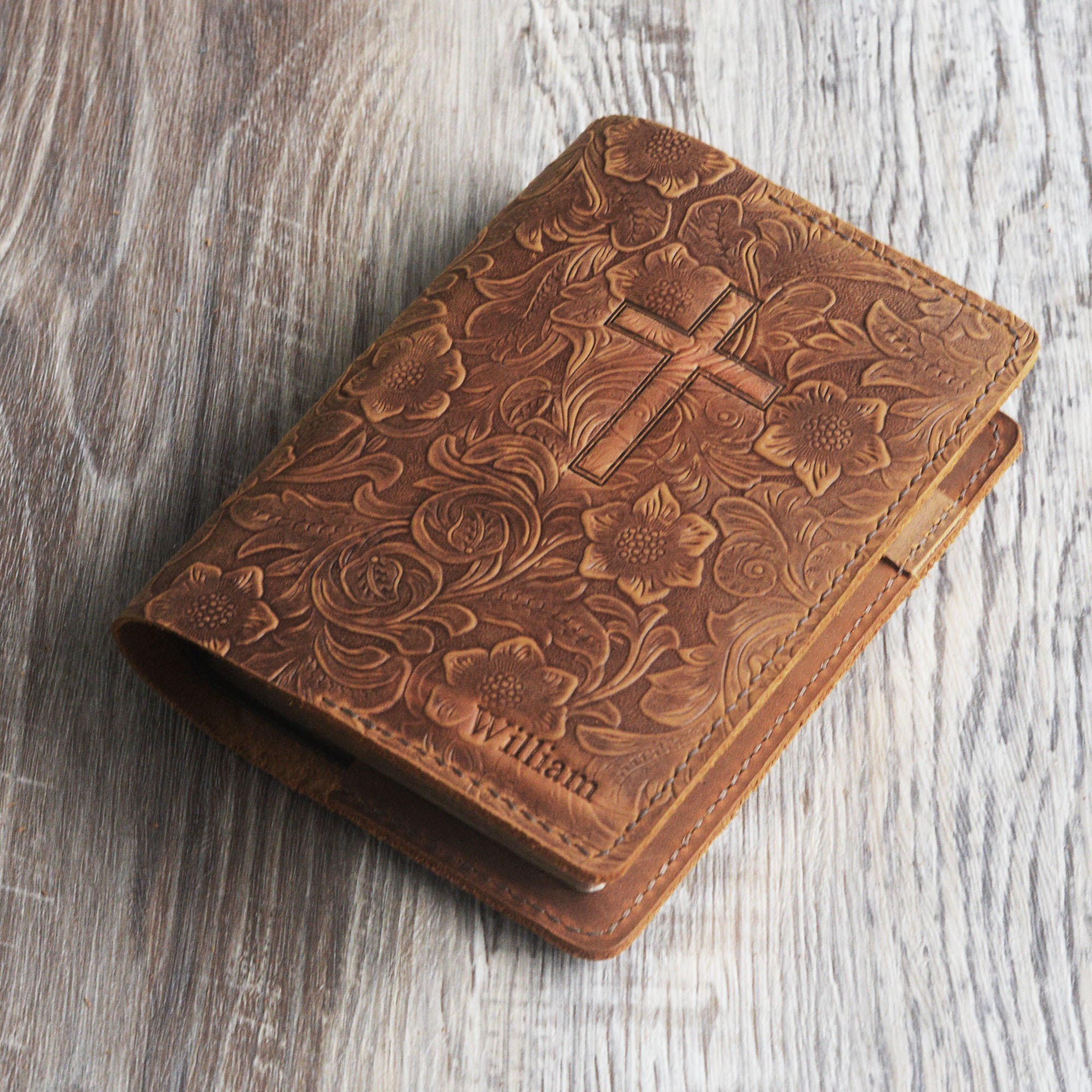 Custom Handmade Bison Leather Bible Cover, Book Cover, and Journal Covers.  Handle carry Bison leather Bible or book cover. Carries like a Purse. Made  in the USA. Customizable sizes available.