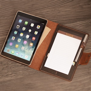 Personalized Leather 2019 ipad mini 7 Case, iPad 9th gen 10.2,  air 4 Case, iPad pro 11 case, 10.5 Case, Leather Portfolio Case 605 brown