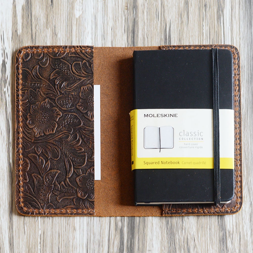 Refillable Tooled Leather Journal Cover for Moleskine Classic Notebook ...