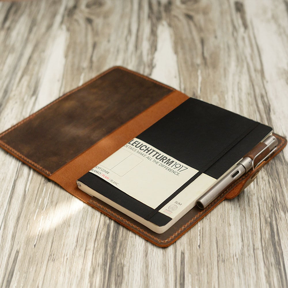 Leuchtturm1917 Leather Journal Cover, Custom Portfolio Milwaukee