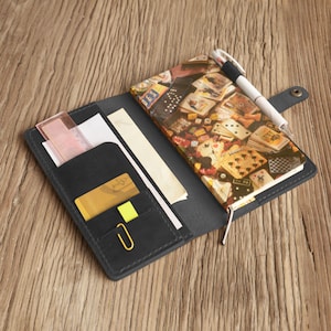 Personalized Leather Hobonichi Weeks Cover, Mega Weeks Cover, Notebook wallet, Travelers notebook - Distressed Black- 311