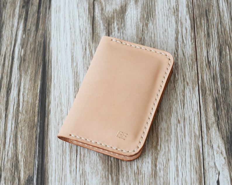 Personnalisés en cuir porte-cartes 110 / Bussiness carte affaire / carte porte-monnaie / Slim Wallet / Minimal en cuir pour femmes / Nature Tan image 2